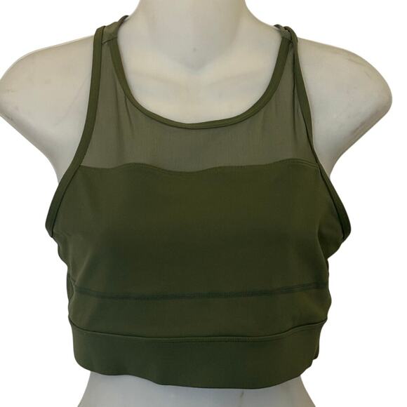 ZYIA Active Other - ZYIA Active Olive Green Women's Sports Bra Size Large 1/4 Zipper Racerback Mesh